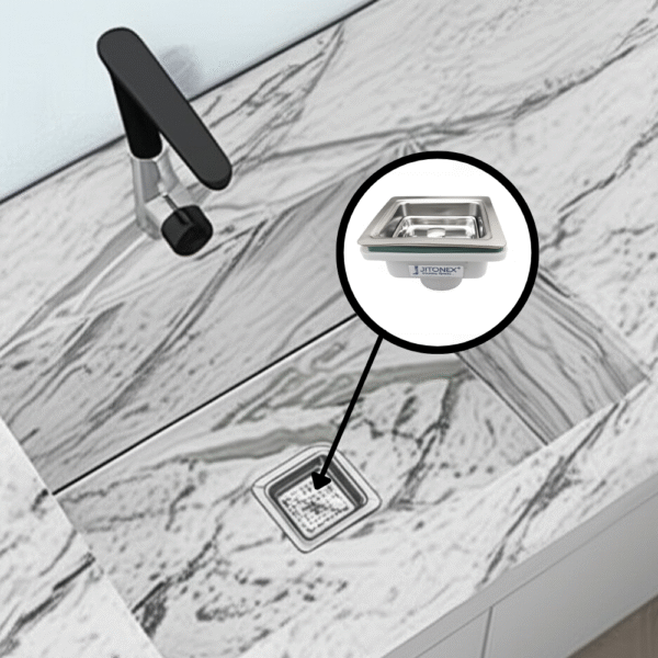 Heavy Duty Sink Drainer Installed in Modern Kitchen Sink